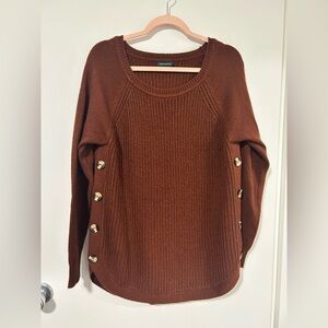 Elegant Brown Sweater with Gold Accents